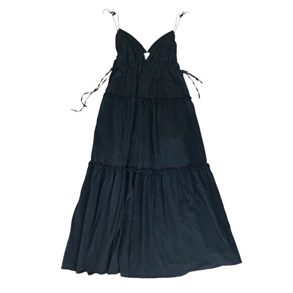 Karina Grimaldi Revolve Solana Cotton Tiered Sleeveless Solid Black Maxi Dress S - Picture 6 of 11